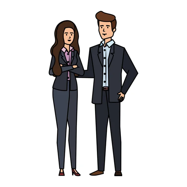 Personagens avatares casal de negócios — Vetor de Stock