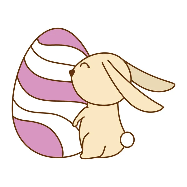 Huevo de Pascua pintado con icono de celebración de conejo — Vector de stock