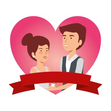 Kalp çerçevesinde yeni evli bir çift.