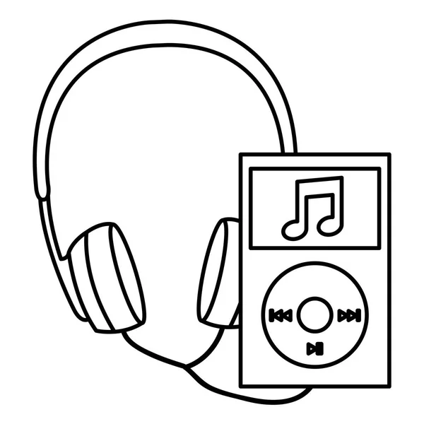 Reproductor de mp3 con auriculares dispositivo — Vector de stock