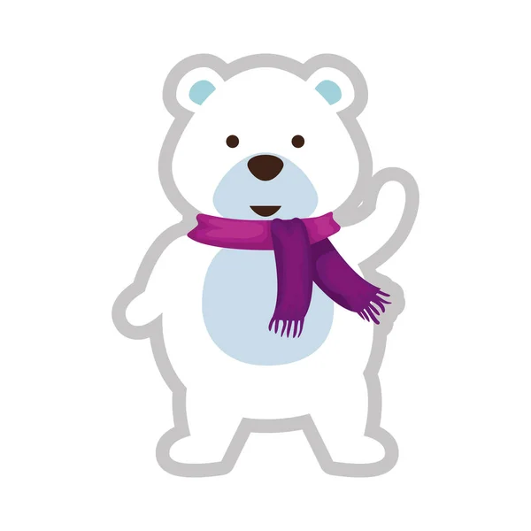 Cute polar bear christmas character — Stock Vector