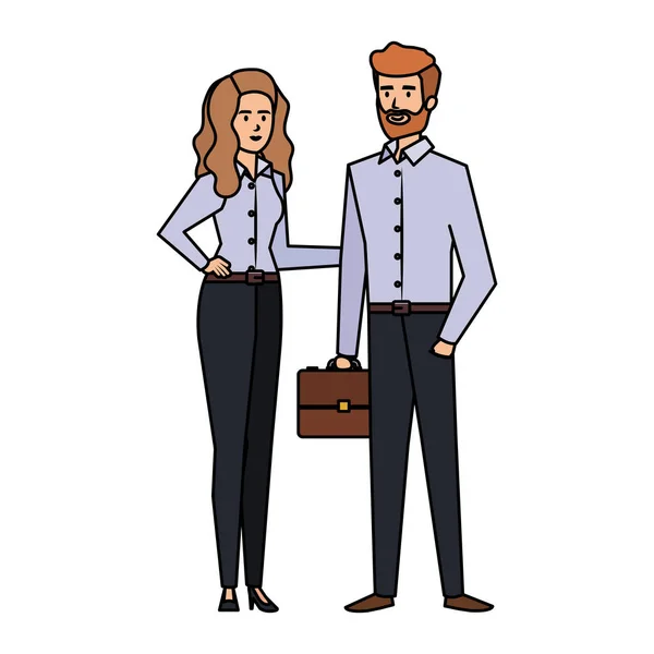 Pareja de negocios con cartera — Vector de stock