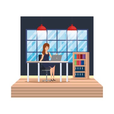 iş kadını ile modern ofis