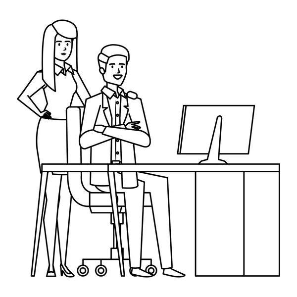 Couple d'affaires sur le lieu de travail — Image vectorielle