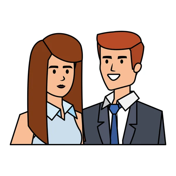 Negocio pareja avatares caracteres — Vector de stock