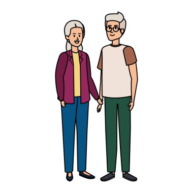 sevimli büyük anne çift karakter