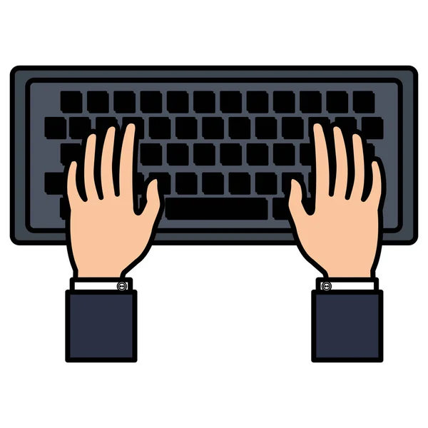 Mãos usando teclado de computador —  Vetores de Stock
