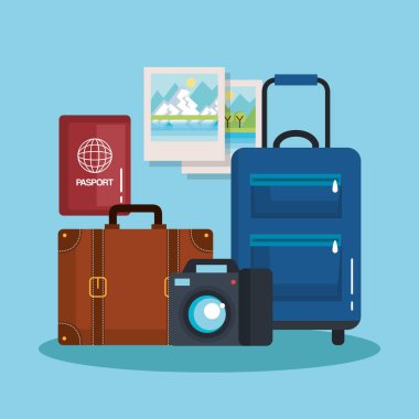 tatil seyahat set ekipman macera kavramı için hazır