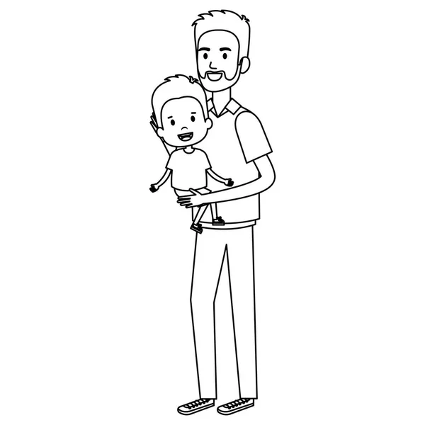 Père levage fils personnages — Image vectorielle