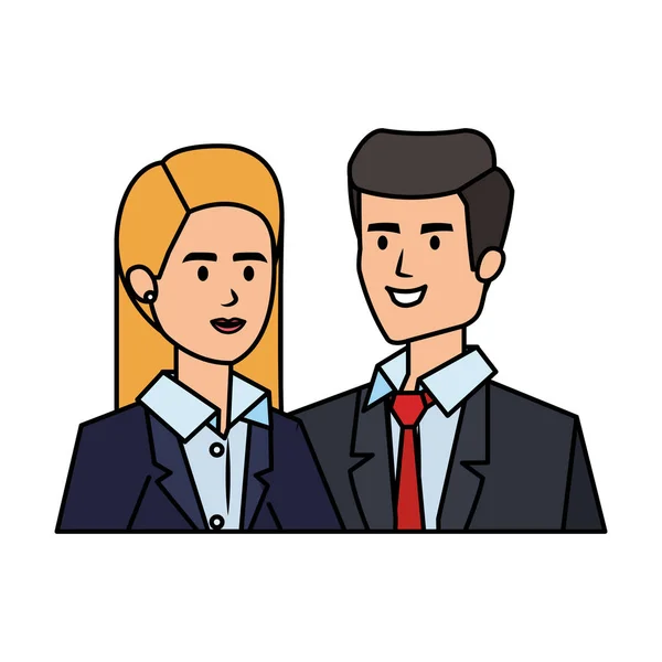 Negocio pareja avatares caracteres — Vector de stock