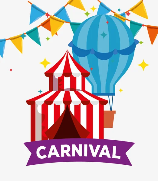 Circus festival with air balloon and party banner decoration — Stock Vector