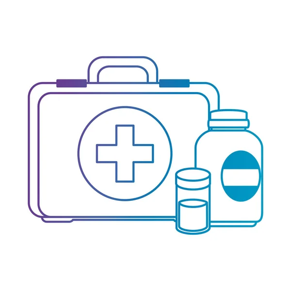 Medische kit met flessen drugs — Stockvector