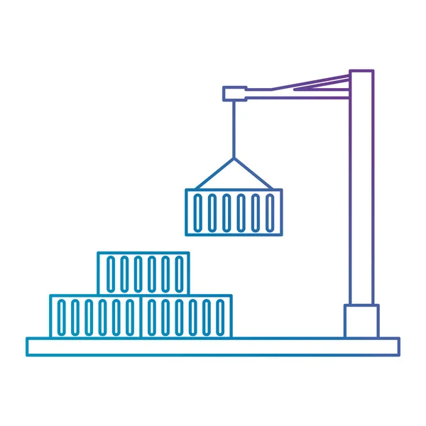 Crane with containers logistic icons — Stock Vector