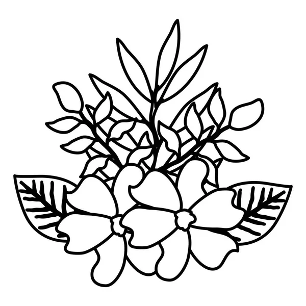 Virág és levelek dekoratív ikon — Stock Vector