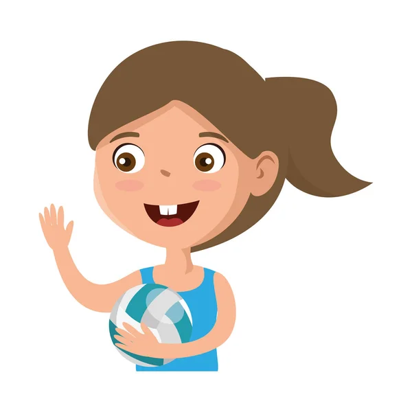 Little girl playing volleyball character — Stock Vector