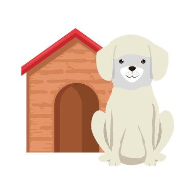 ahşap ev karakteri ile sevimli köpek ırkı