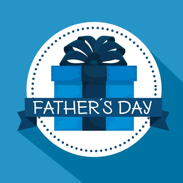 Label with present and ribbon bow to fathers day — Stockvector