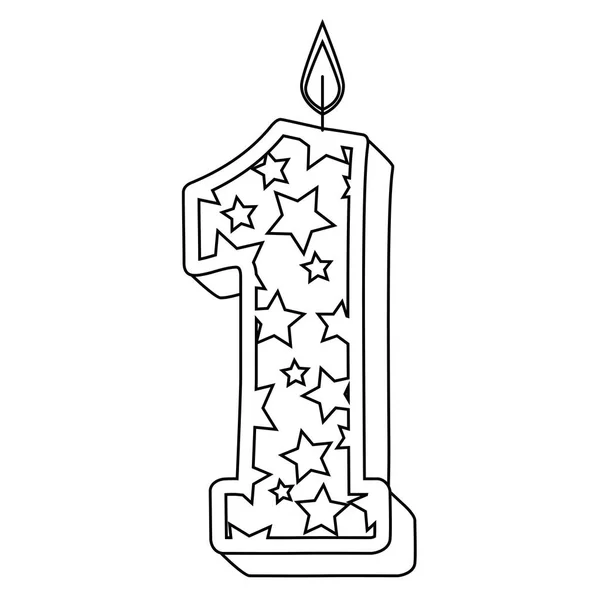 Милий номер одна свічка з візерунком зірок — стоковий вектор
