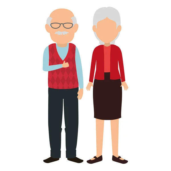 Pasangan kakek-nenek lucu avatar karakter - Stok Vektor