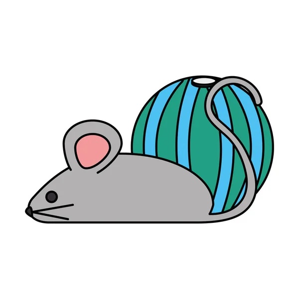 Tikus kecil dengan bola - Stok Vektor