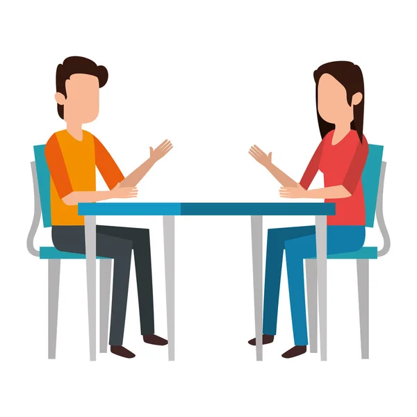 Couple parlant à table — Image vectorielle