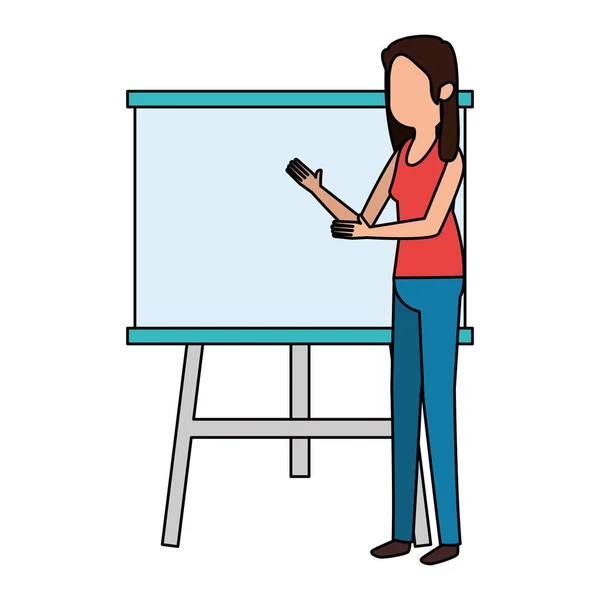 Wanita mengajar dengan karakter paperboard - Stok Vektor