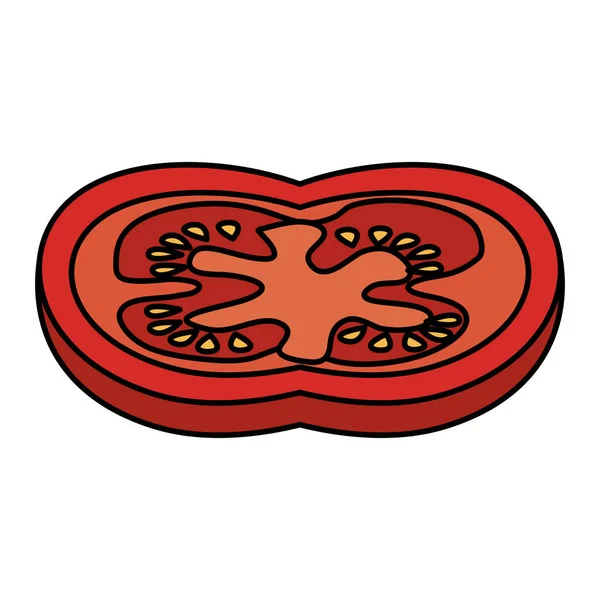 Medio tomate fresco aislado icono — Vector de stock