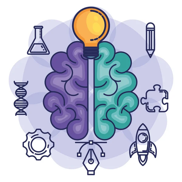 Brain storming set ikon - Stok Vektor