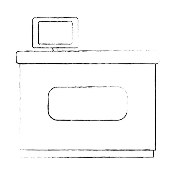 Escritorio de madera de oficina con portátil — Archivo Imágenes Vectoriales