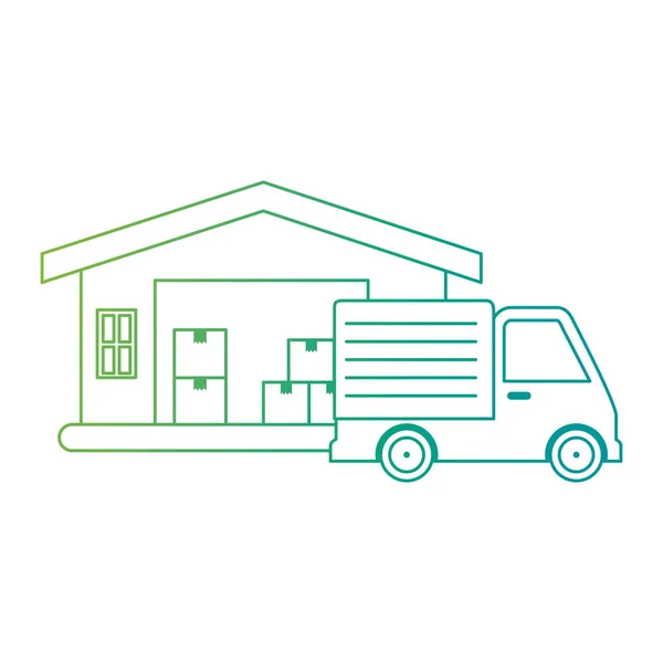 Camion de service de livraison avec entrepôt — Image vectorielle