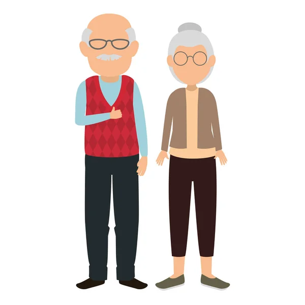 Cute grandparents couple avatars characters — Stock Vector
