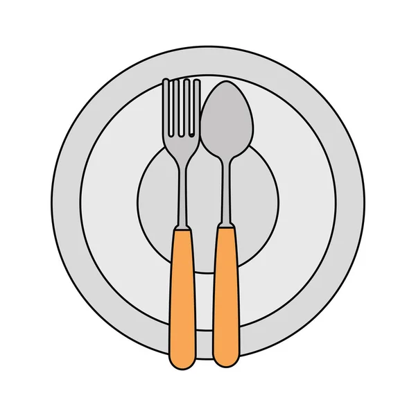 Dish with fork and spoon — Stock Vector