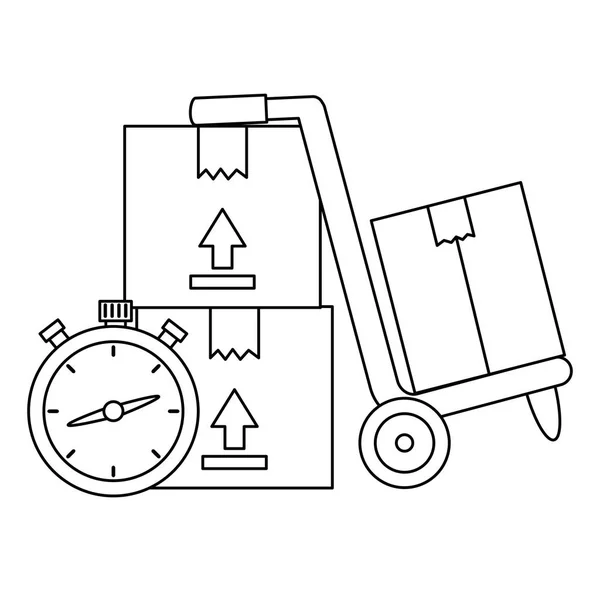 Caixas caixa com cronômetro —  Vetores de Stock