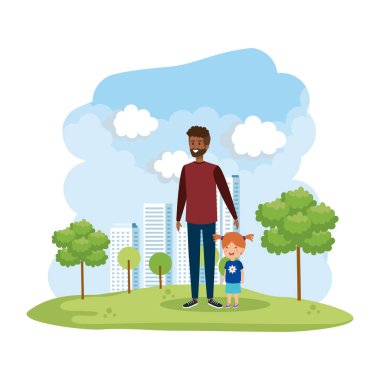 park sahnesinde kızı ile afro baba