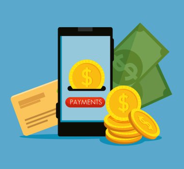 kredi kartı ve para ile akıllı telefon teknolojisi