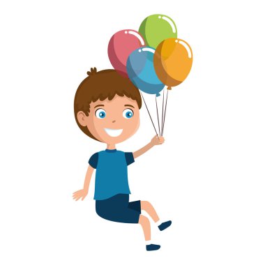 balonlar helyum karakteri ile küçük çocuk