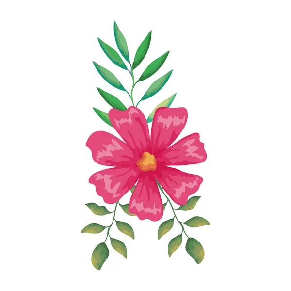 Flor y hojas icono decorativo — Archivo Imágenes Vectoriales