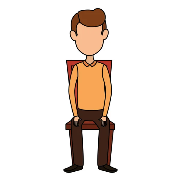 Jeune homme dans la chaise avatar personnage — Image vectorielle