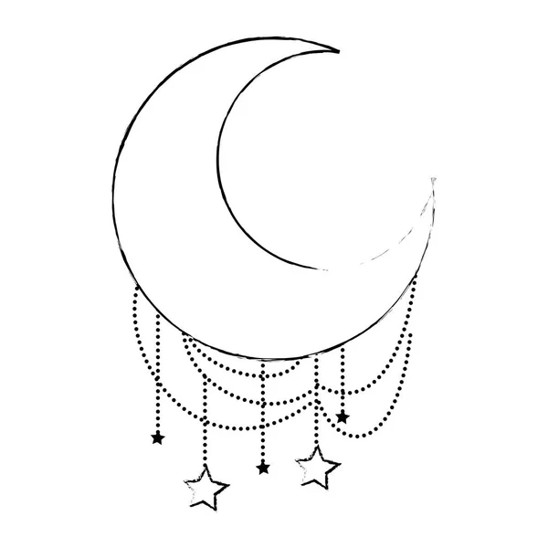 รามาดาน คาเรมมูนที่มีดวงดาวแขวนอยู่ — ภาพเวกเตอร์สต็อก