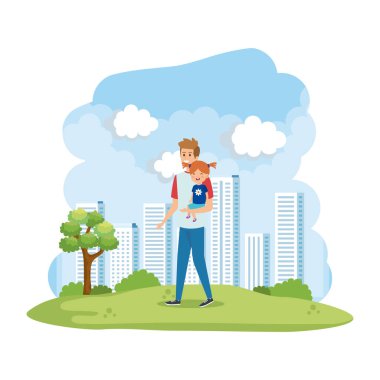 park sahnesinde kızı ile baba