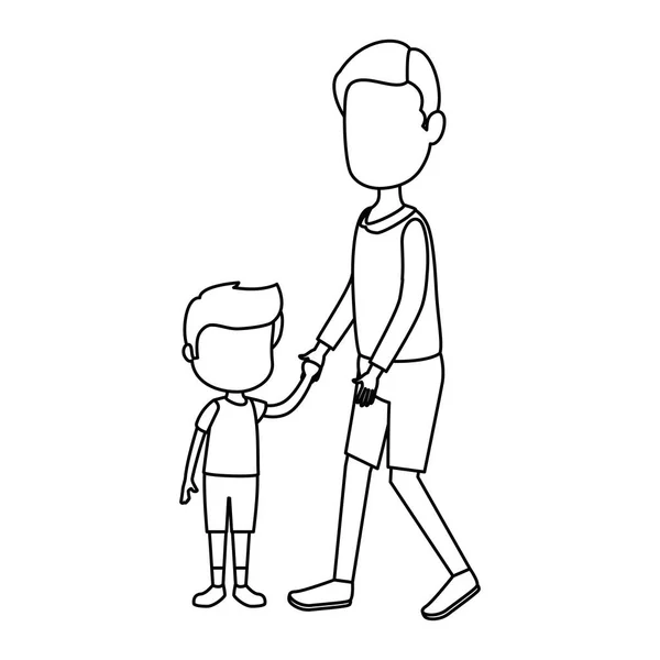 Söt och liten pojke med fader tecken — Stock vektor