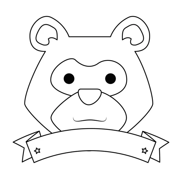 Oso grizzly con marco de cinta — Vector de stock