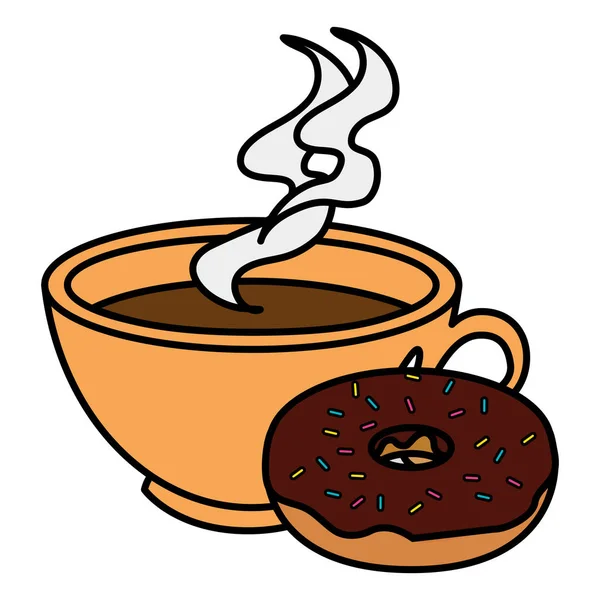 Kaffeetasse mit süßen Donuts — Stockvektor