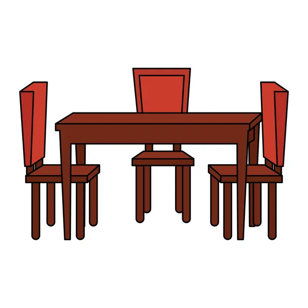 Mesa comedor con sillas — Vector de stock