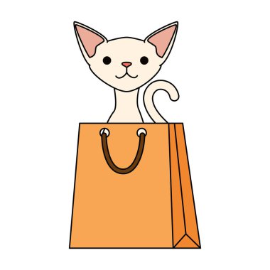 alışveriş çantası karakteri sevimli kedi maskotu
