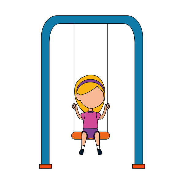 girl playing in swing park playground hanging