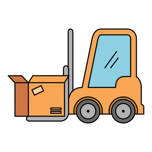 Forklift vehicle with boxes — Stock Vector