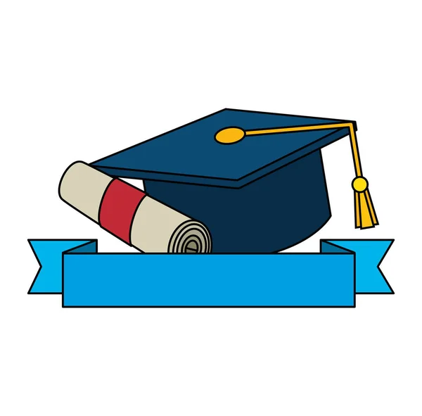 Cappello di laurea con diploma — Vettoriale Stock