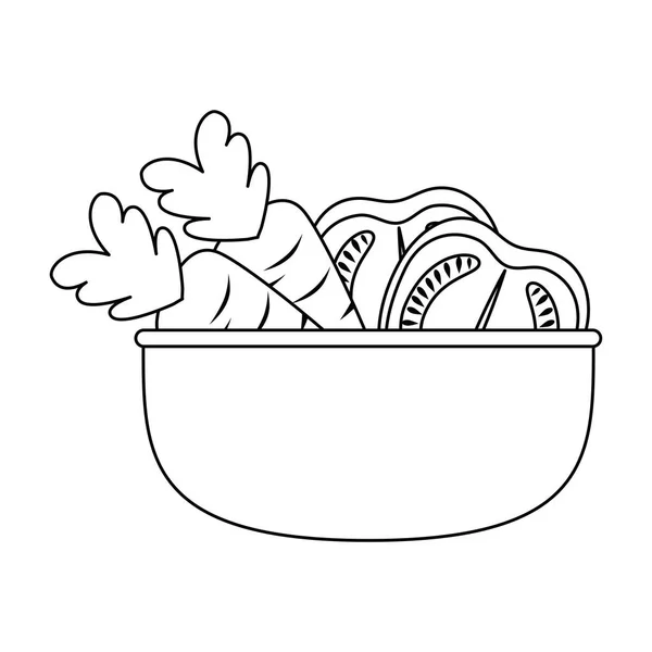Овощи в кухонной чаше — стоковый вектор