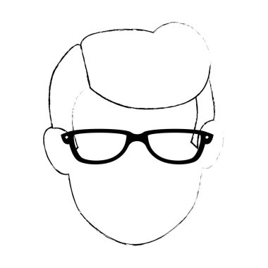 young man avatar head with glasses character